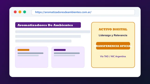 Vista del activo digital estratégico aromatizadoresdeambientes.com.ar y transferencia formal